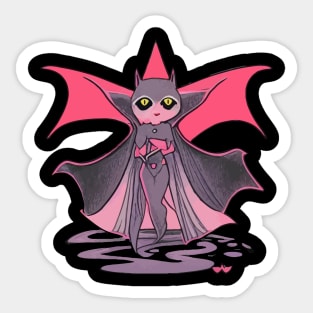 Halloween Bat Witch Pink Sticker